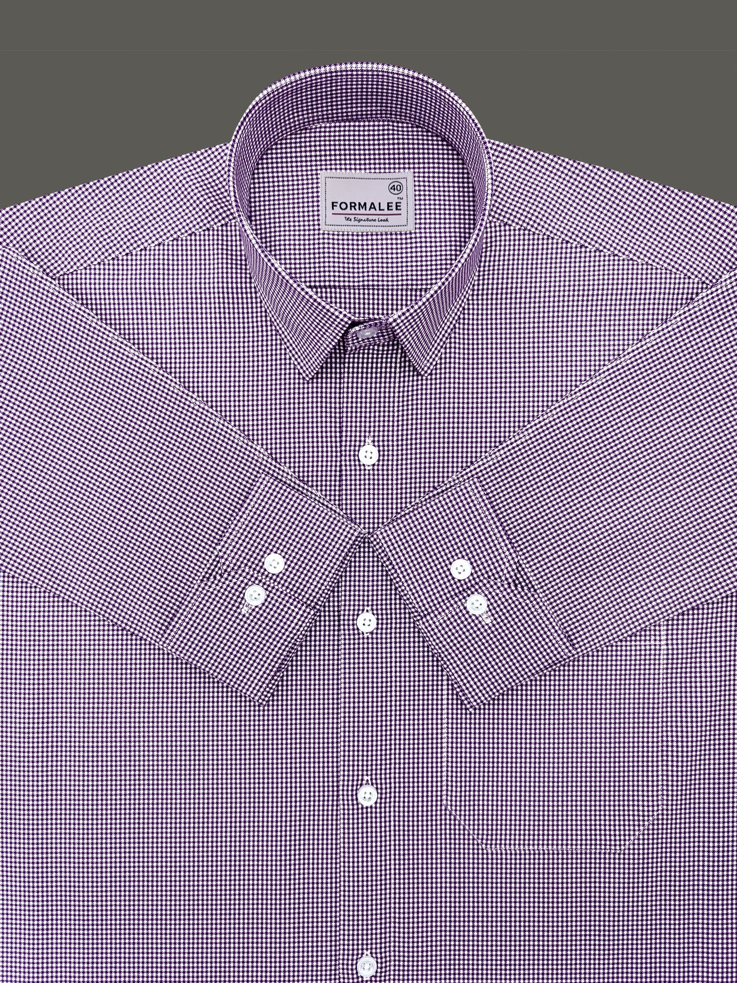 Marbella Purple Houndstooth Check Designer Shirt