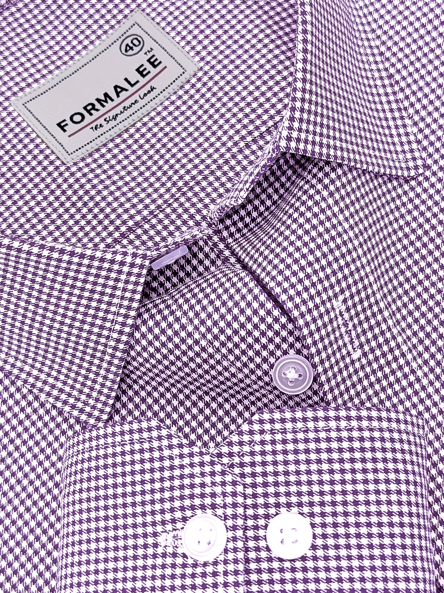Marbella Purple Houndstooth Check Designer Shirt