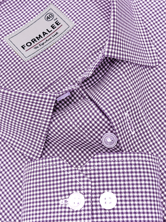 Marbella Purple Houndstooth Check Designer Shirt