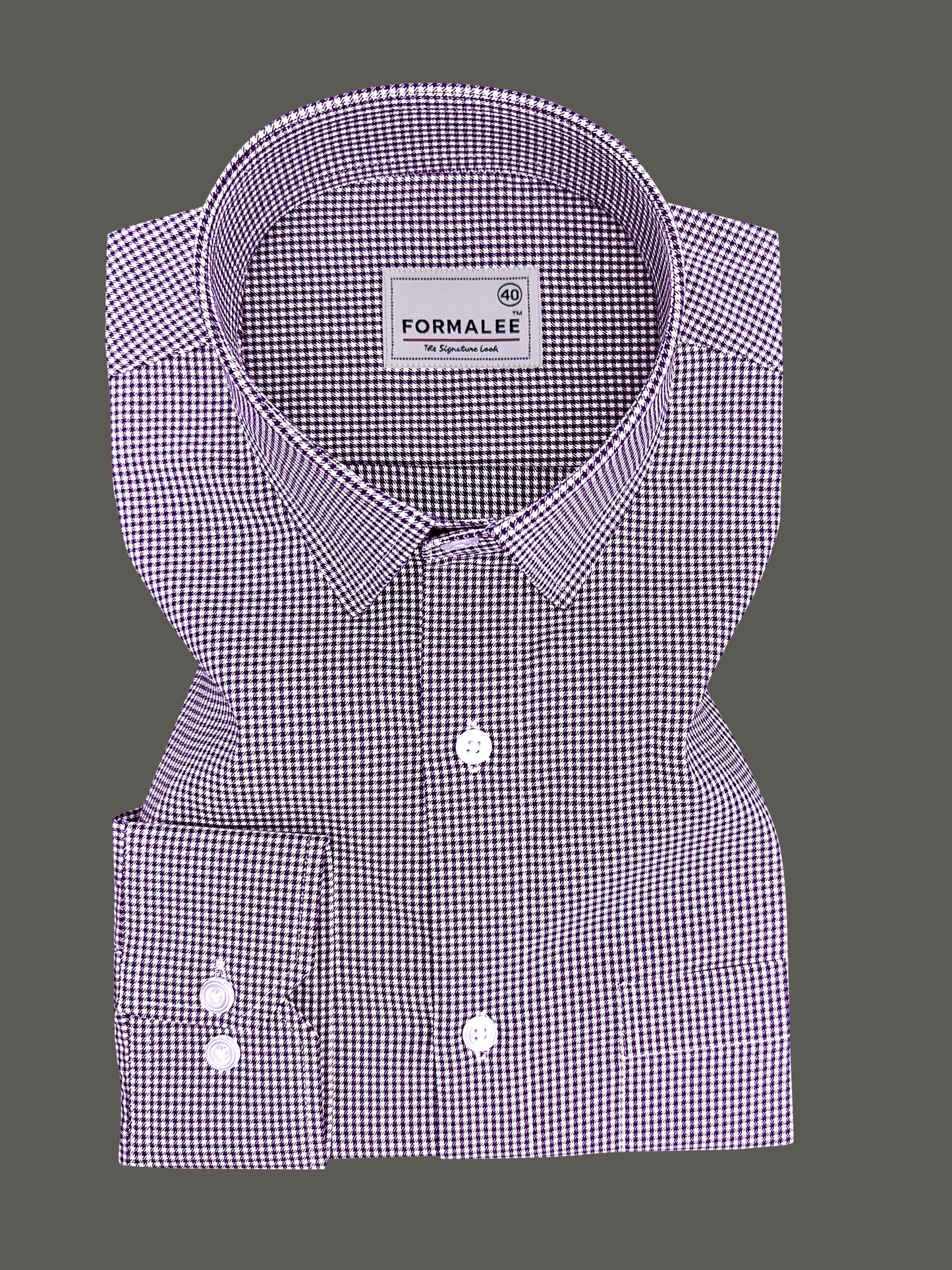 Marbella Purple Houndstooth Check Designer Shirt
