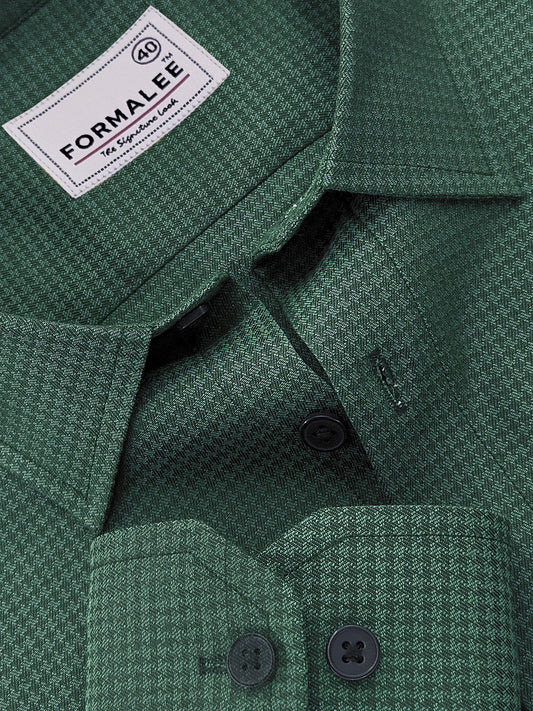 Marbella Dark Green Houndstooth Giza Cotton Designer Shirt