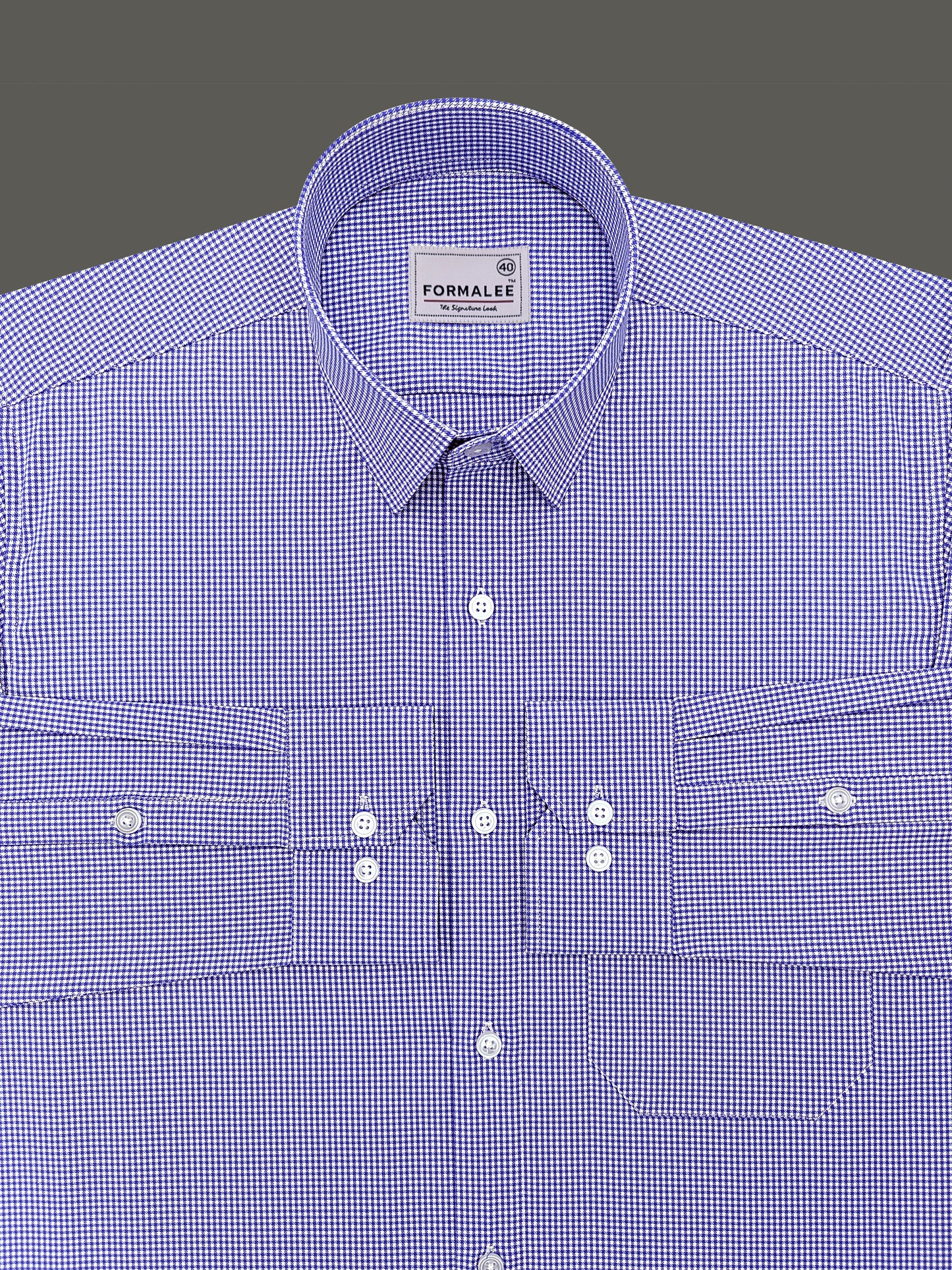 Marbella Millenium Blue Houndstooth Check Designer Shirt