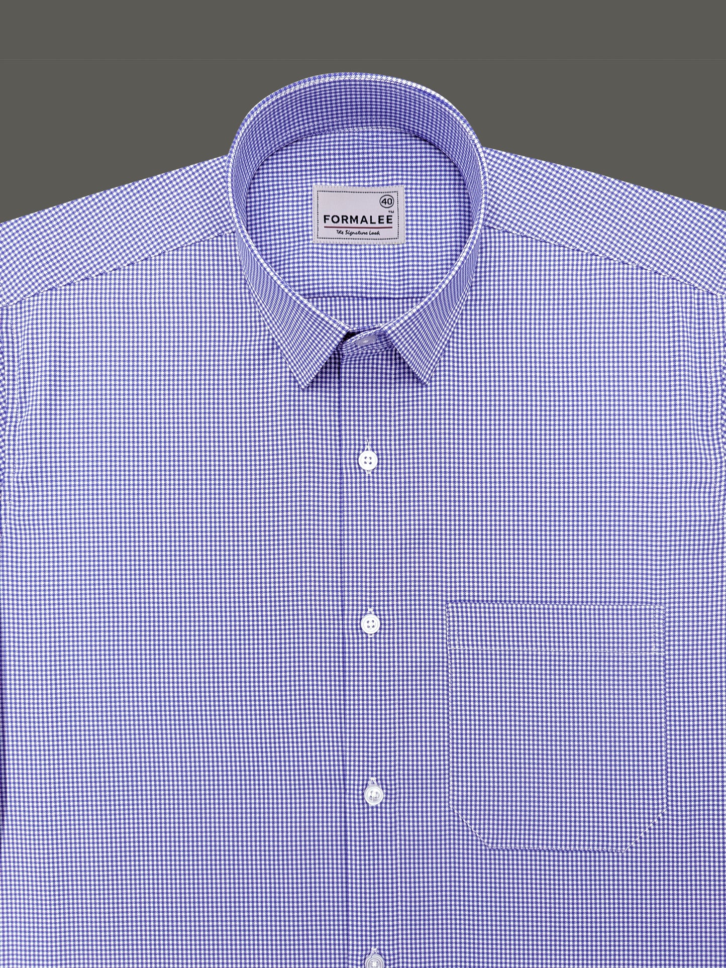 Marbella Millenium Blue Houndstooth Check Designer Shirt