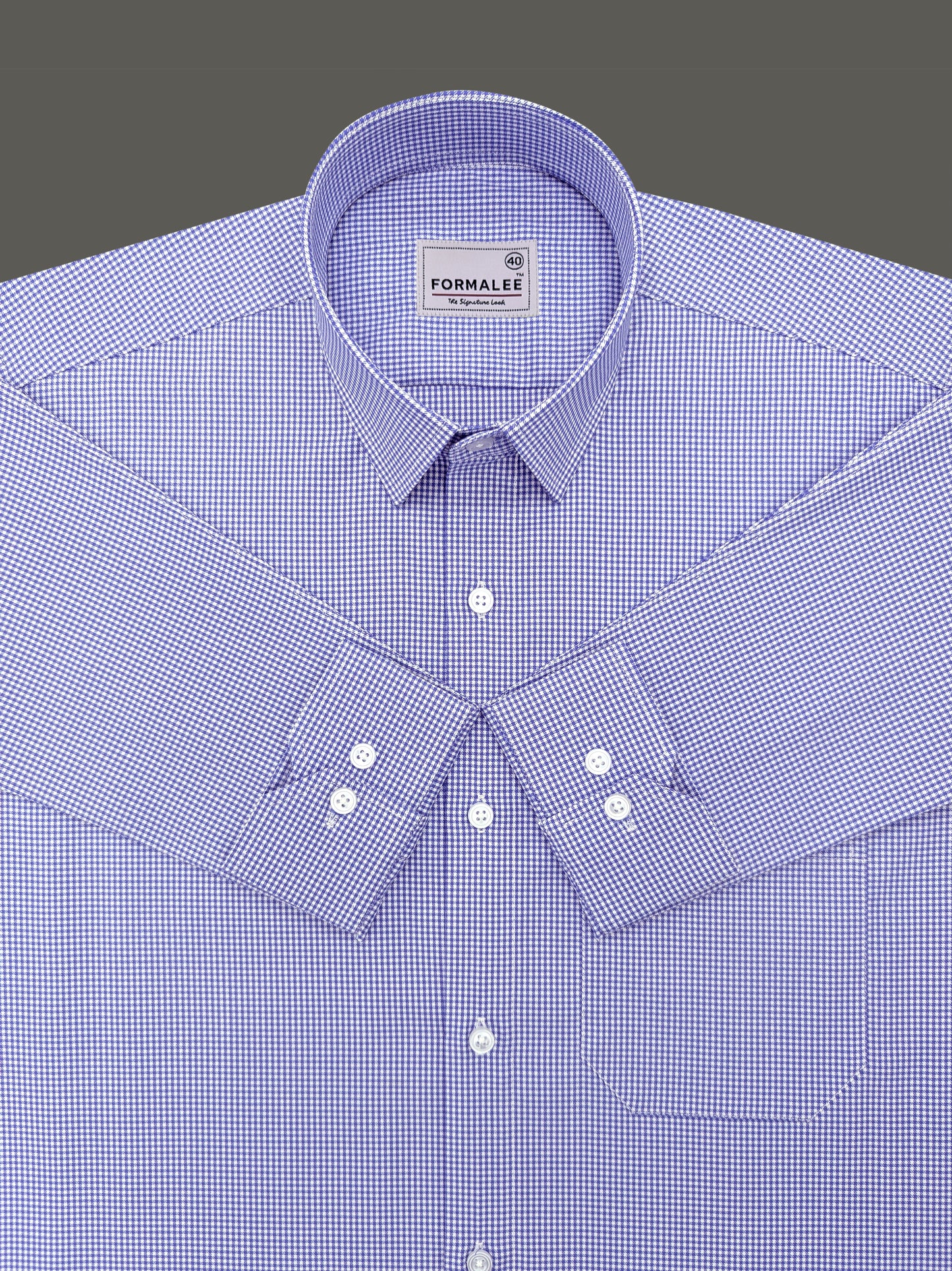 Marbella Millenium Blue Houndstooth Check Designer Shirt