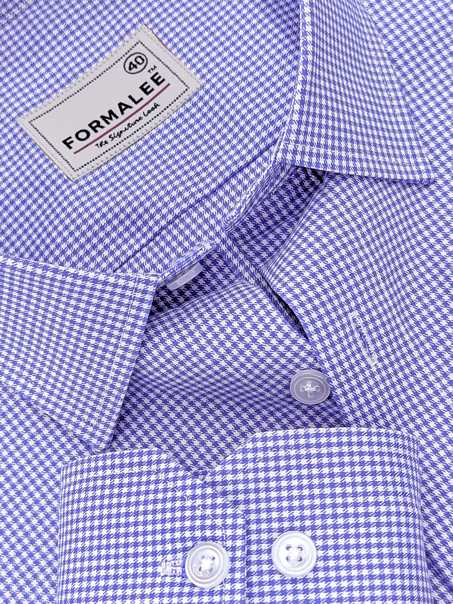 Marbella Millenium Blue Houndstooth Check Designer Shirt