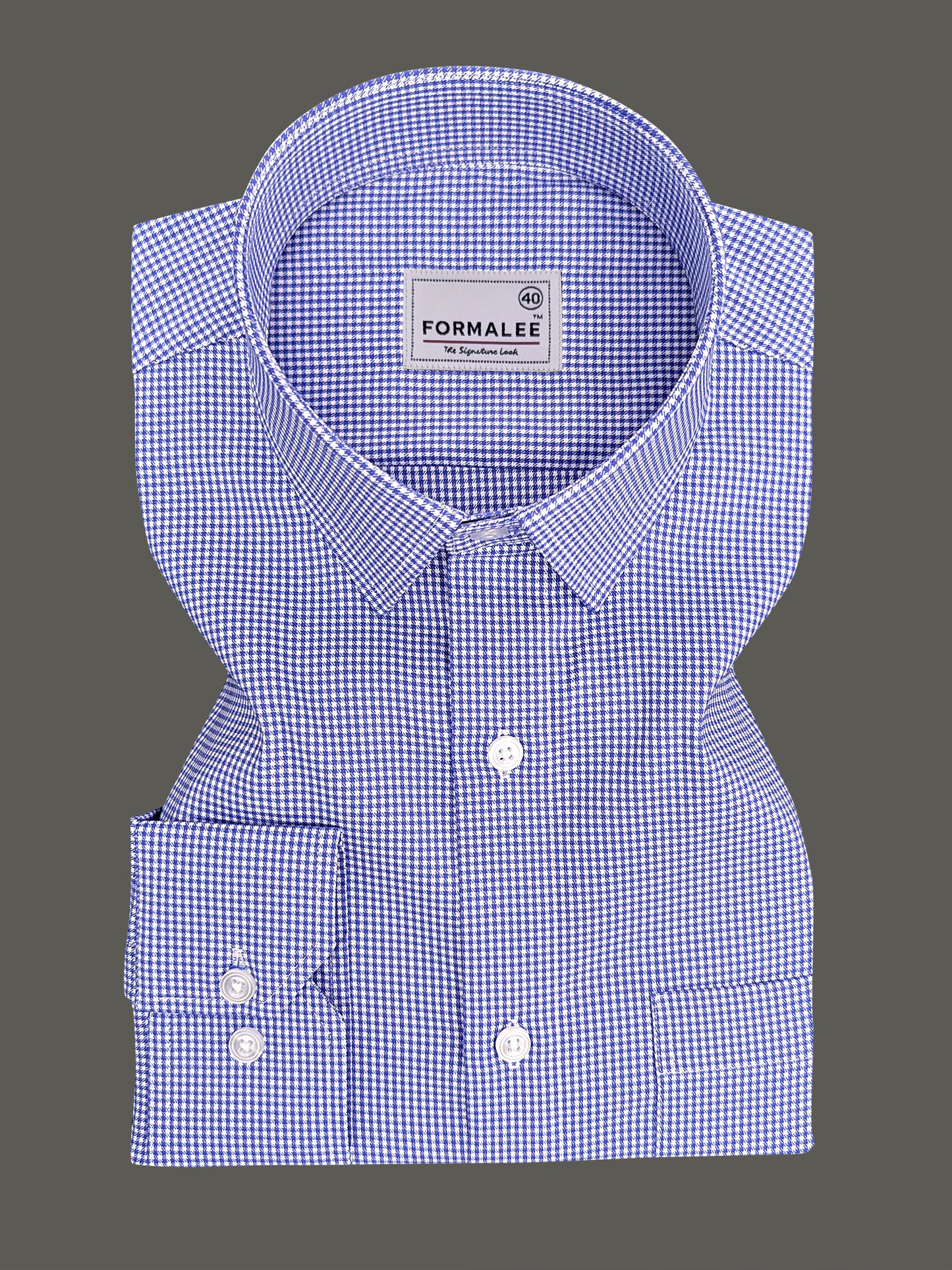Marbella Millenium Blue Houndstooth Check Designer Shirt