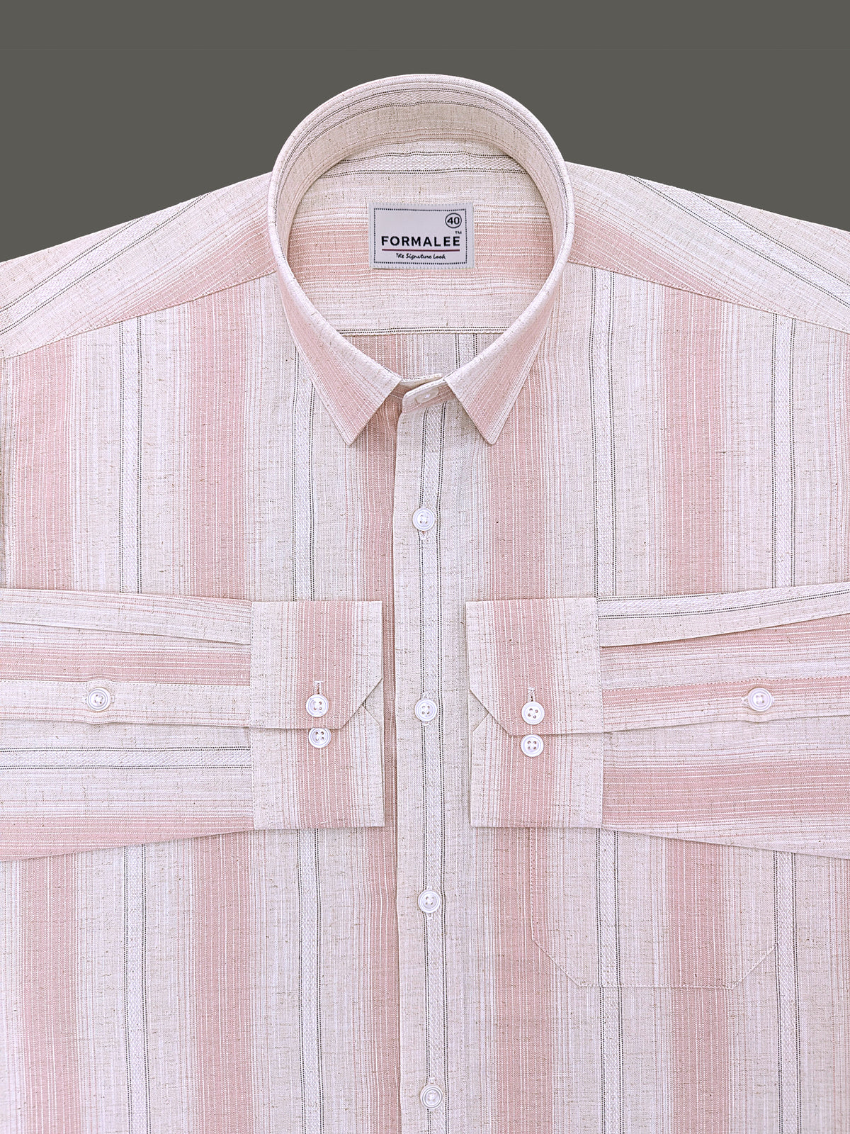 Luxurious Linen Veltrique Scallop Shell Stripe Formal Shirt