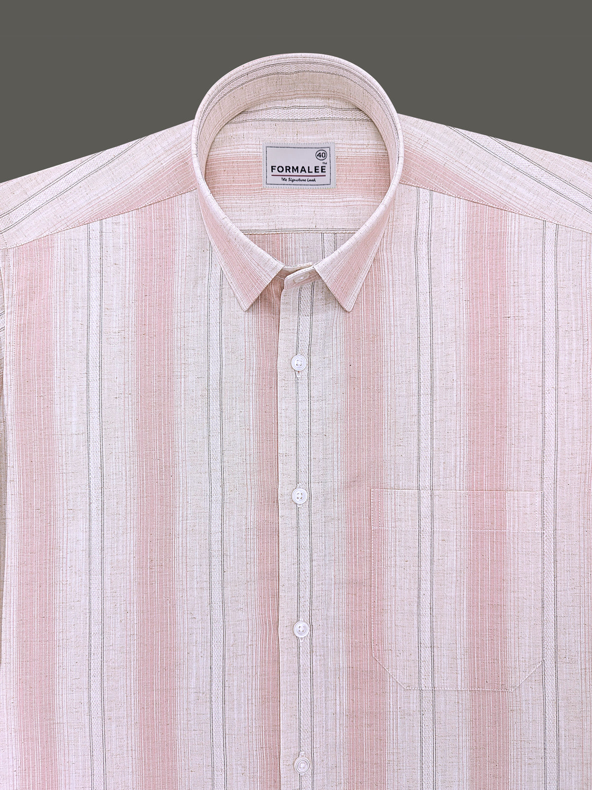 Luxurious Linen Veltrique Scallop Shell Stripe Formal Shirt