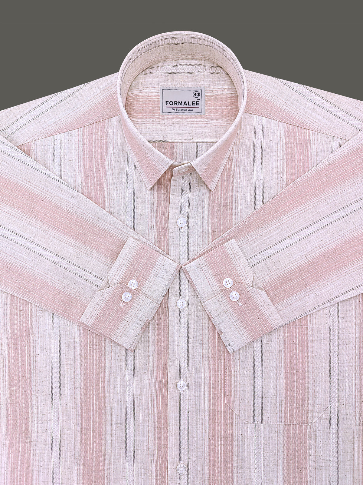 Luxurious Linen Veltrique Scallop Shell Stripe Formal Shirt