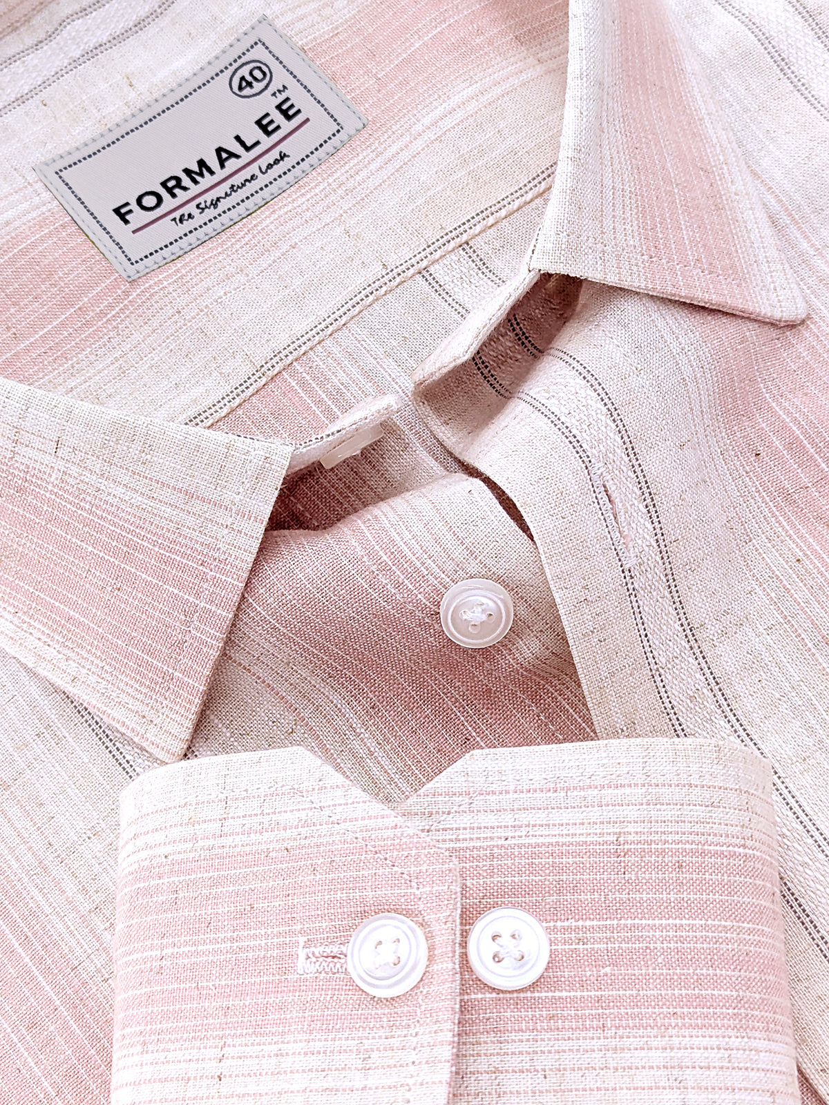 Luxurious Linen Veltrique Scallop Shell Stripe Formal Shirt