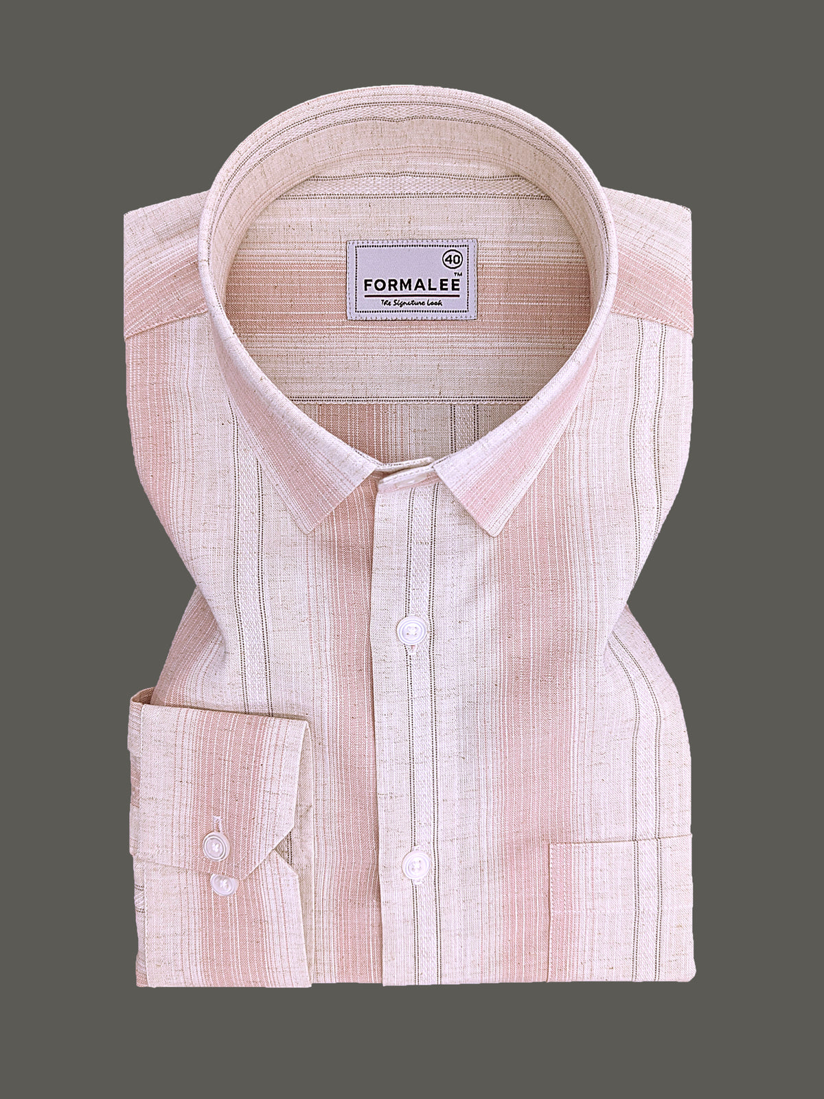 Luxurious Linen Veltrique Scallop Shell Stripe Formal Shirt