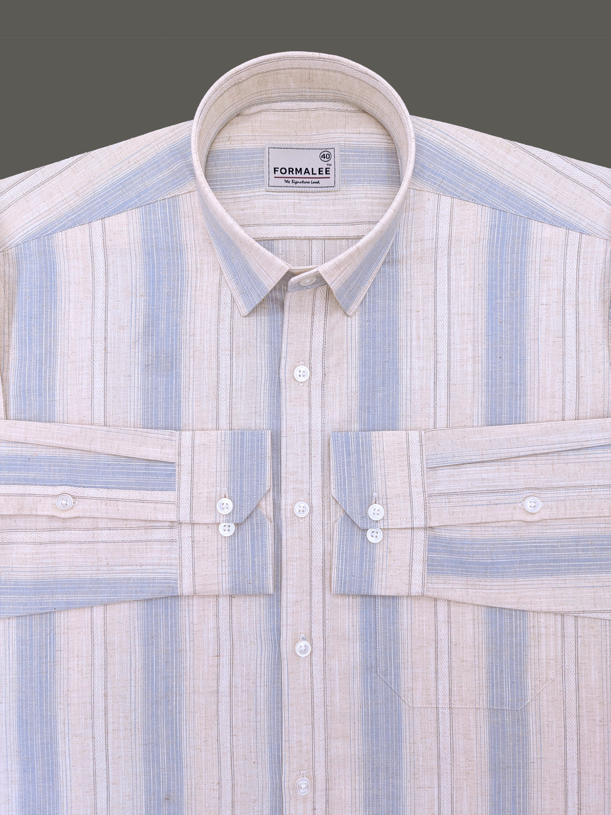 Luxurious Linen Veltrique Brilliant Blue Stripe Formal Shirt