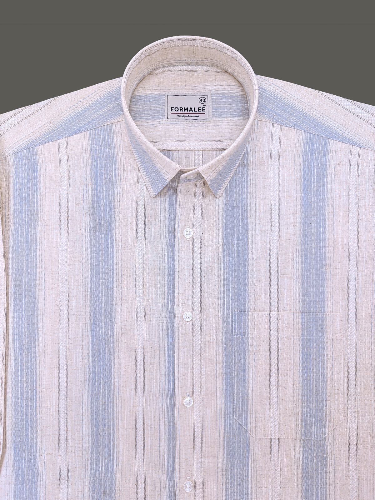 Luxurious Linen Veltrique Brilliant Blue Stripe Formal Shirt