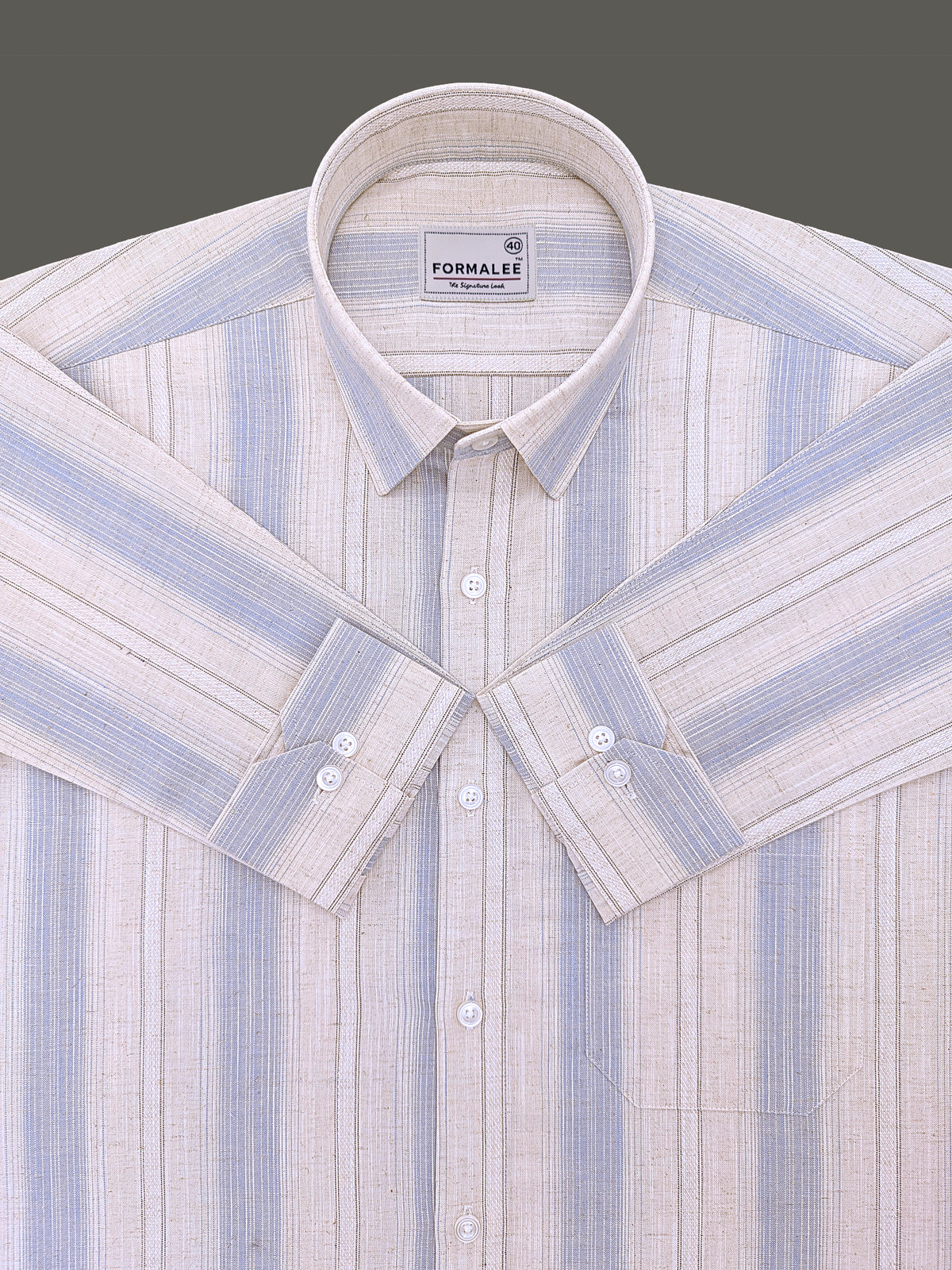 Luxurious Linen Veltrique Brilliant Blue Stripe Formal Shirt