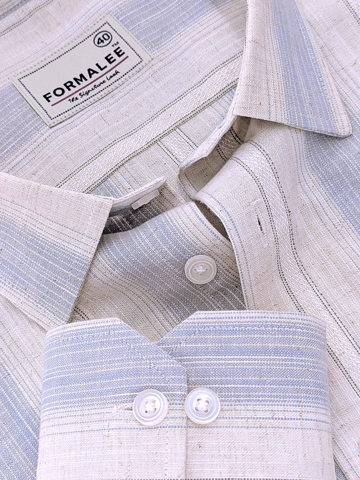 Luxurious Linen Veltrique Brilliant Blue Stripe Formal Shirt