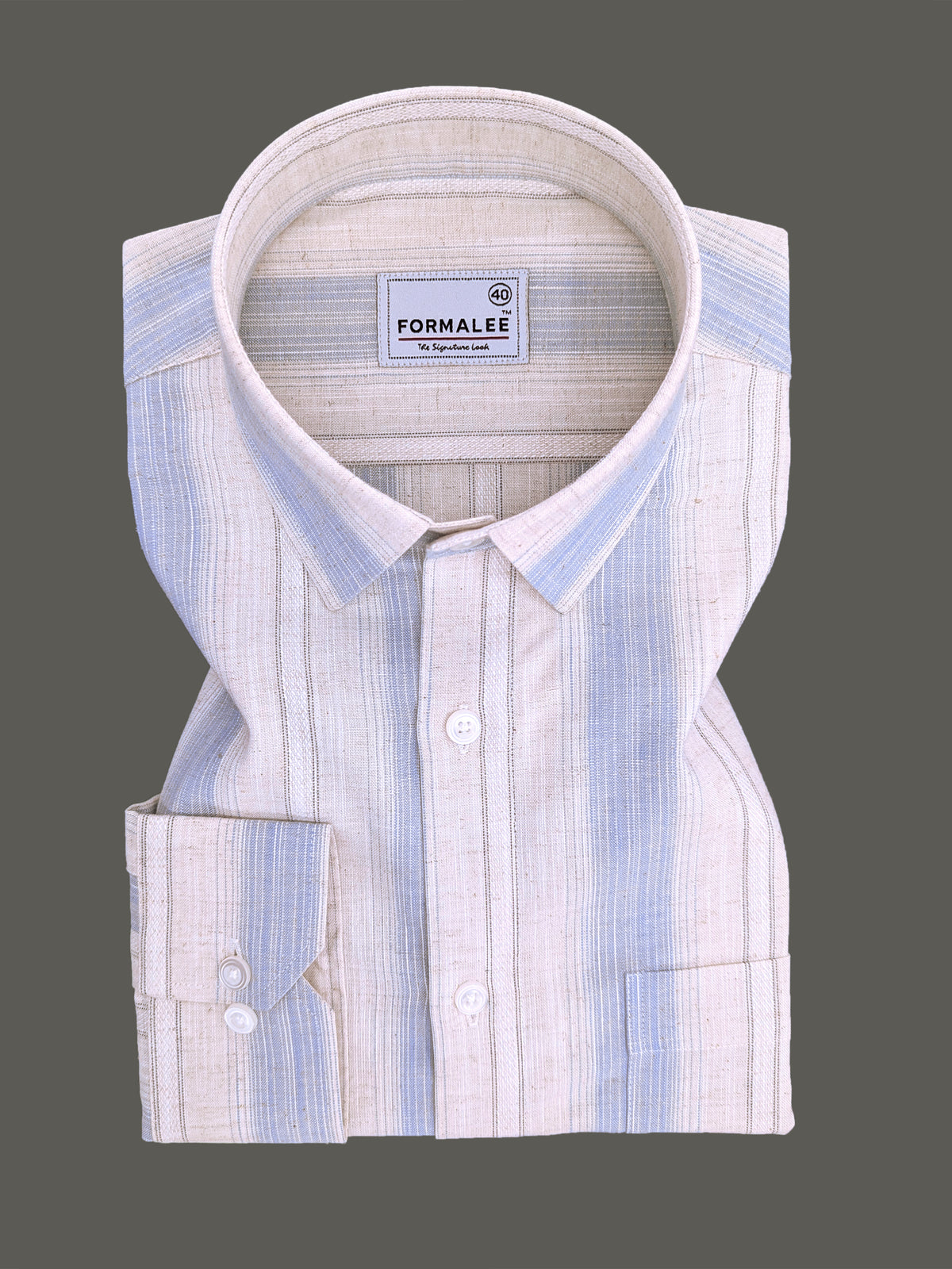 Luxurious Linen Veltrique Brilliant Blue Stripe Formal Shirt