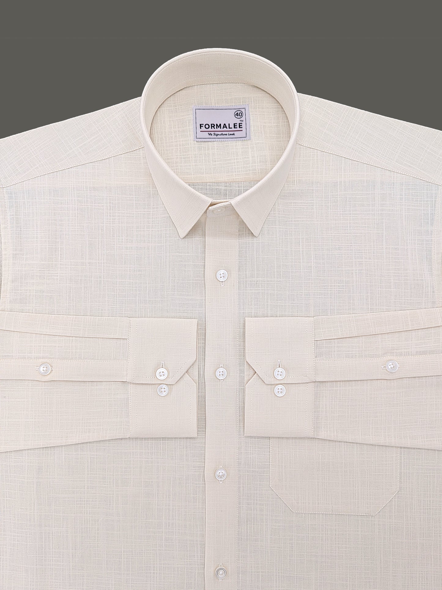 Luxurious French Linen Dynasty Cream Formal Shirt
