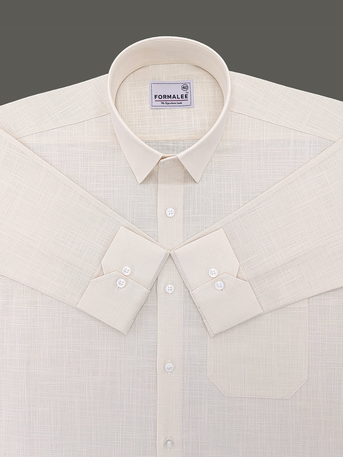 Luxurious French Linen Dynasty Cream Formal Shirt