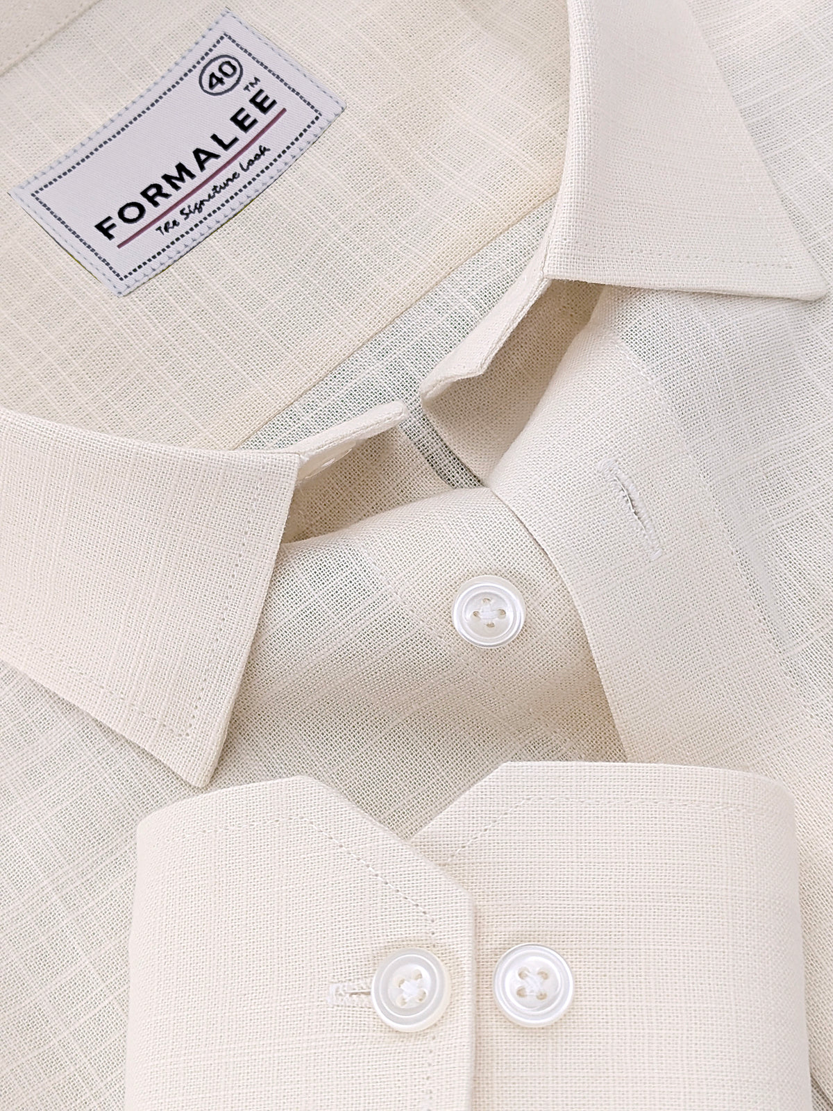 Luxurious French Linen Dynasty Cream Formal Shirt