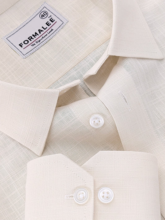 Luxurious French Linen Dynasty Cream Formal Shirt