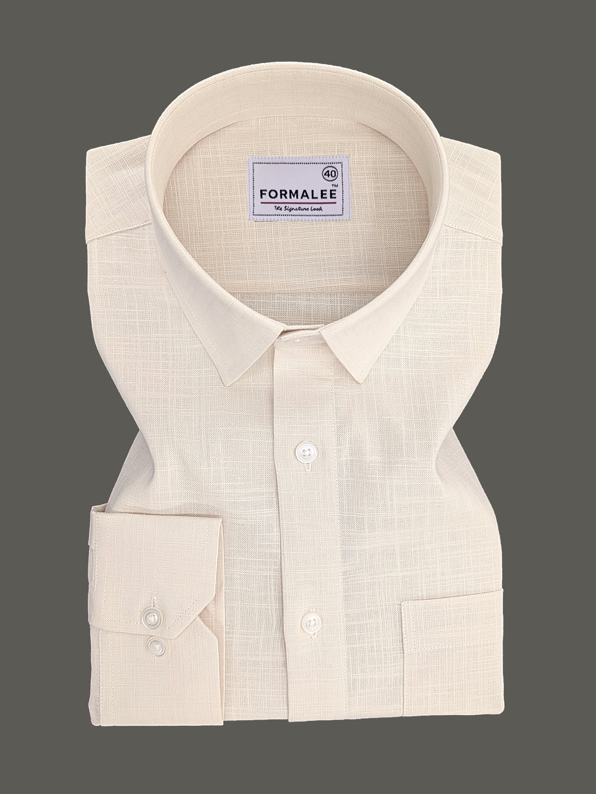 Luxurious French Linen Dynasty Cream Formal Shirt