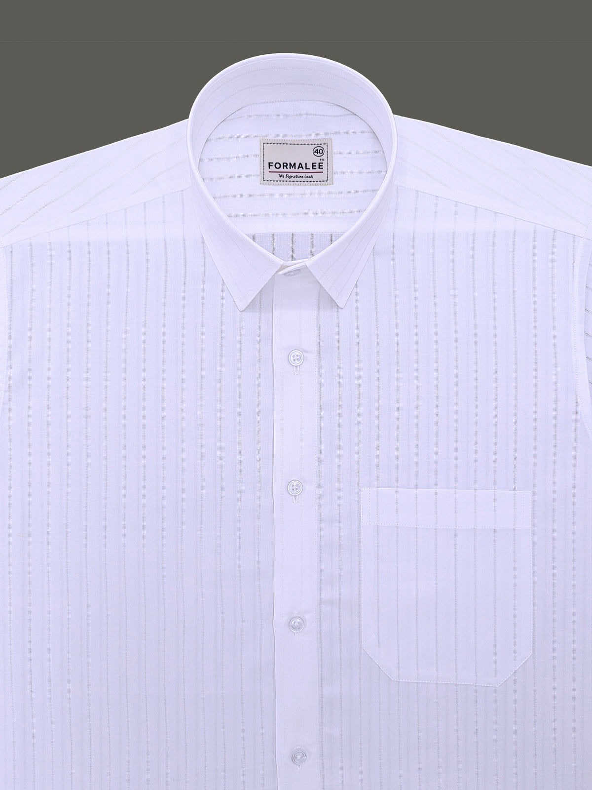 Signature Cotton Corvellio White Striped Formal Shirt