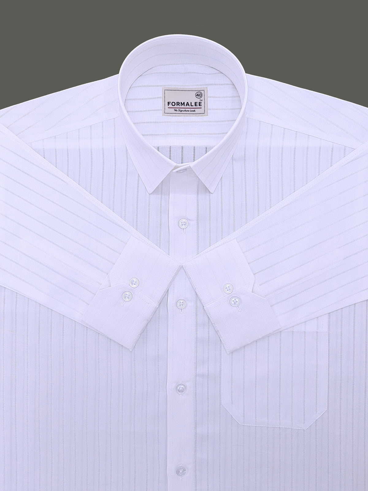Signature Cotton Corvellio White Striped Formal Shirt