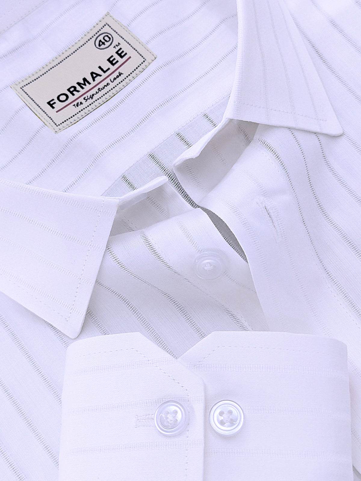 Signature Cotton Corvellio White Striped Formal Shirt
