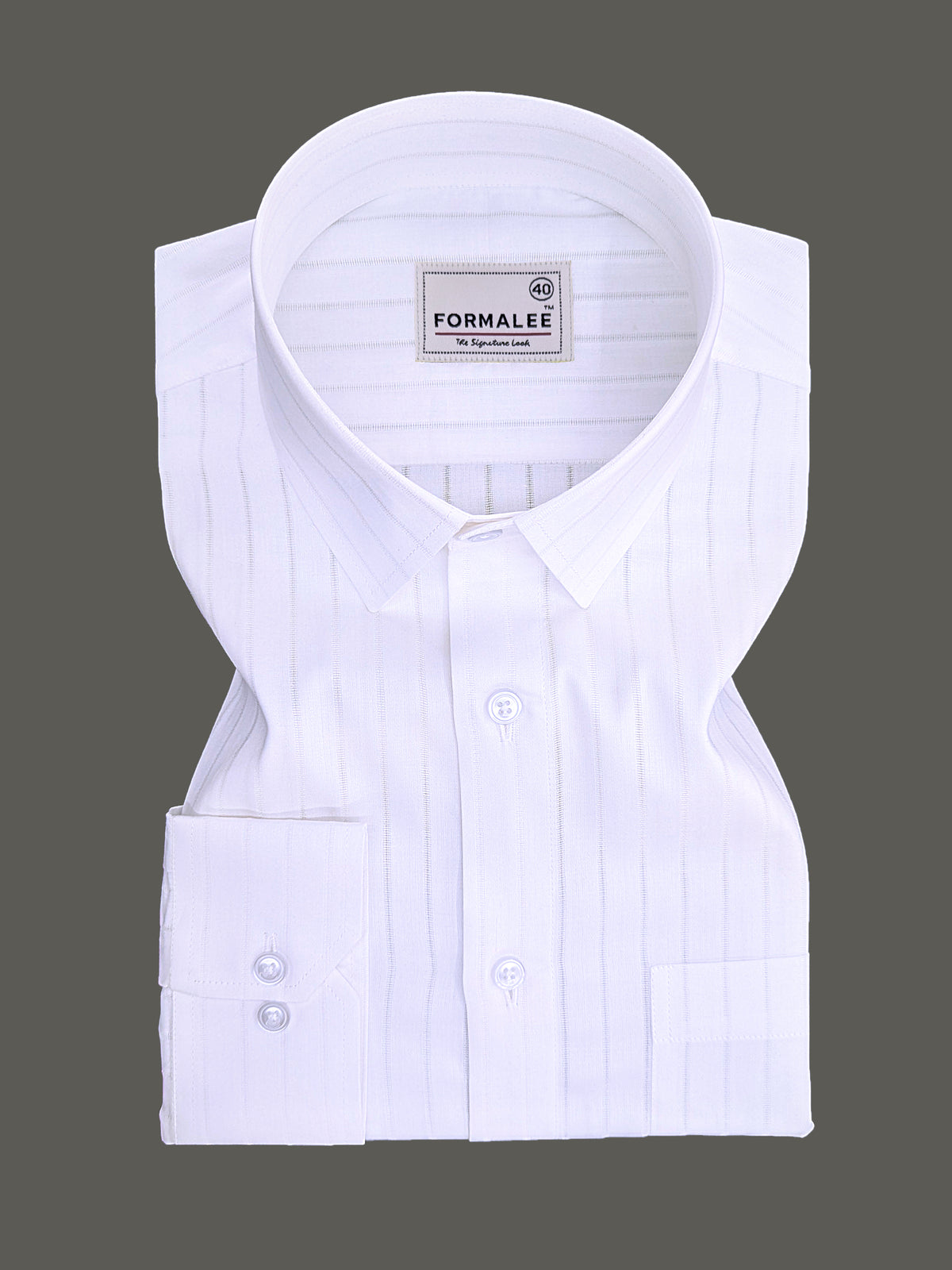 Signature Cotton Corvellio White Striped Formal Shirt