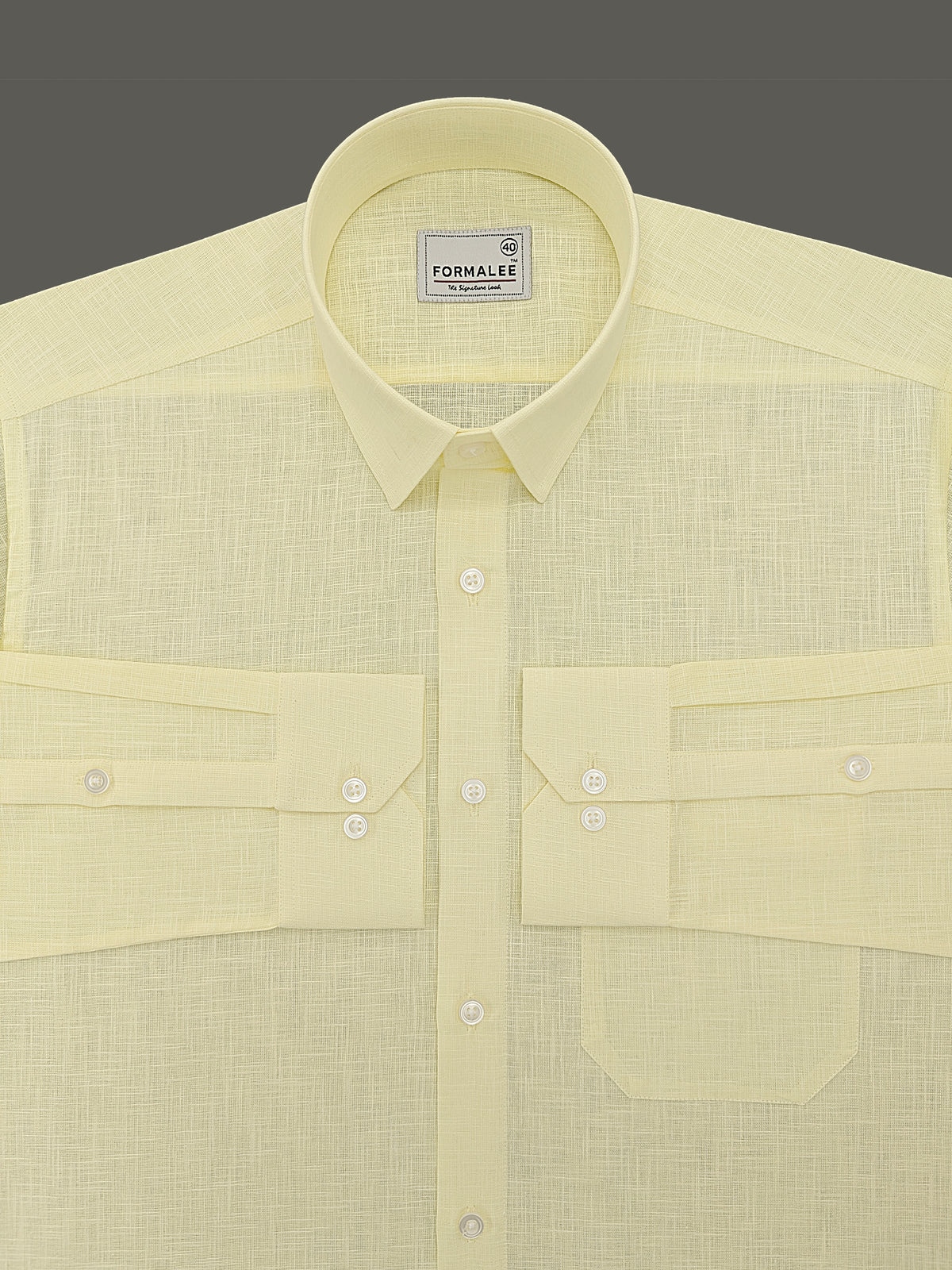 Luxurious French Linen Lemon Yellow Formal Shirt