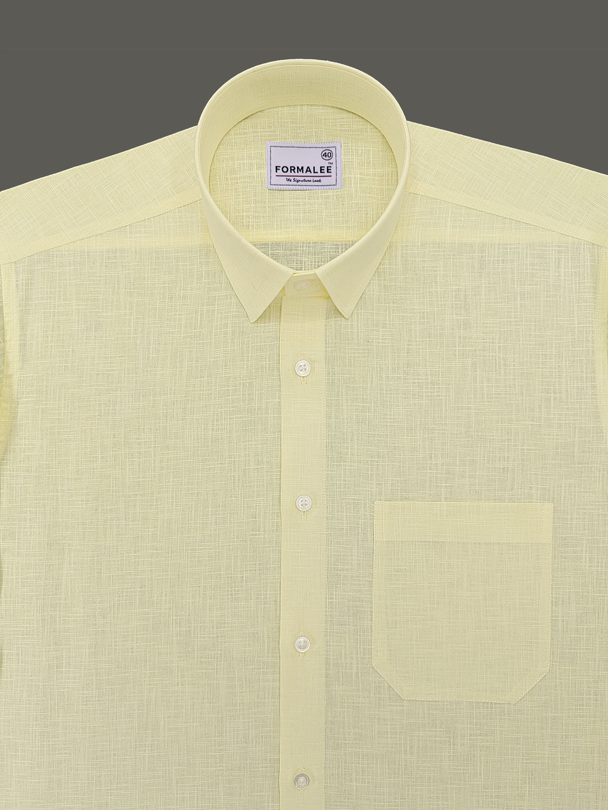 Luxurious French Linen Lemon Yellow Formal Shirt