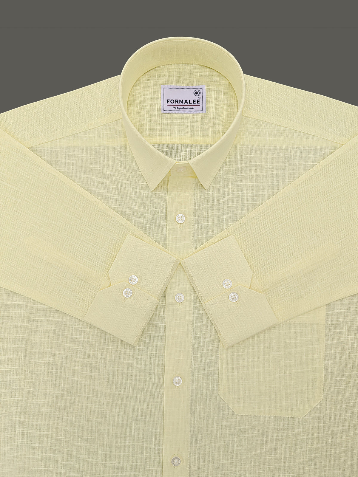 Luxurious French Linen Lemon Yellow Formal Shirt