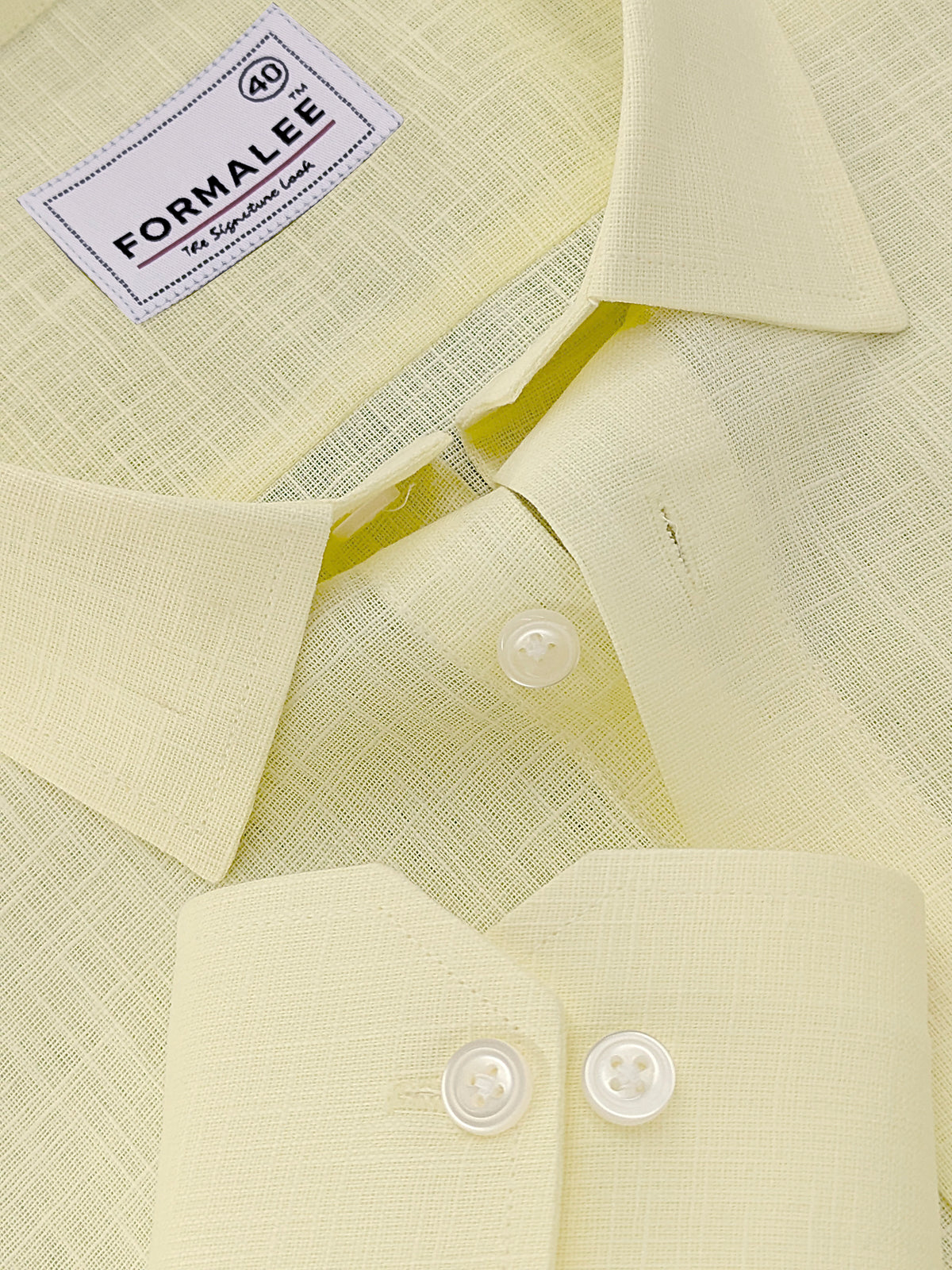Luxurious French Linen Lemon Yellow Formal Shirt