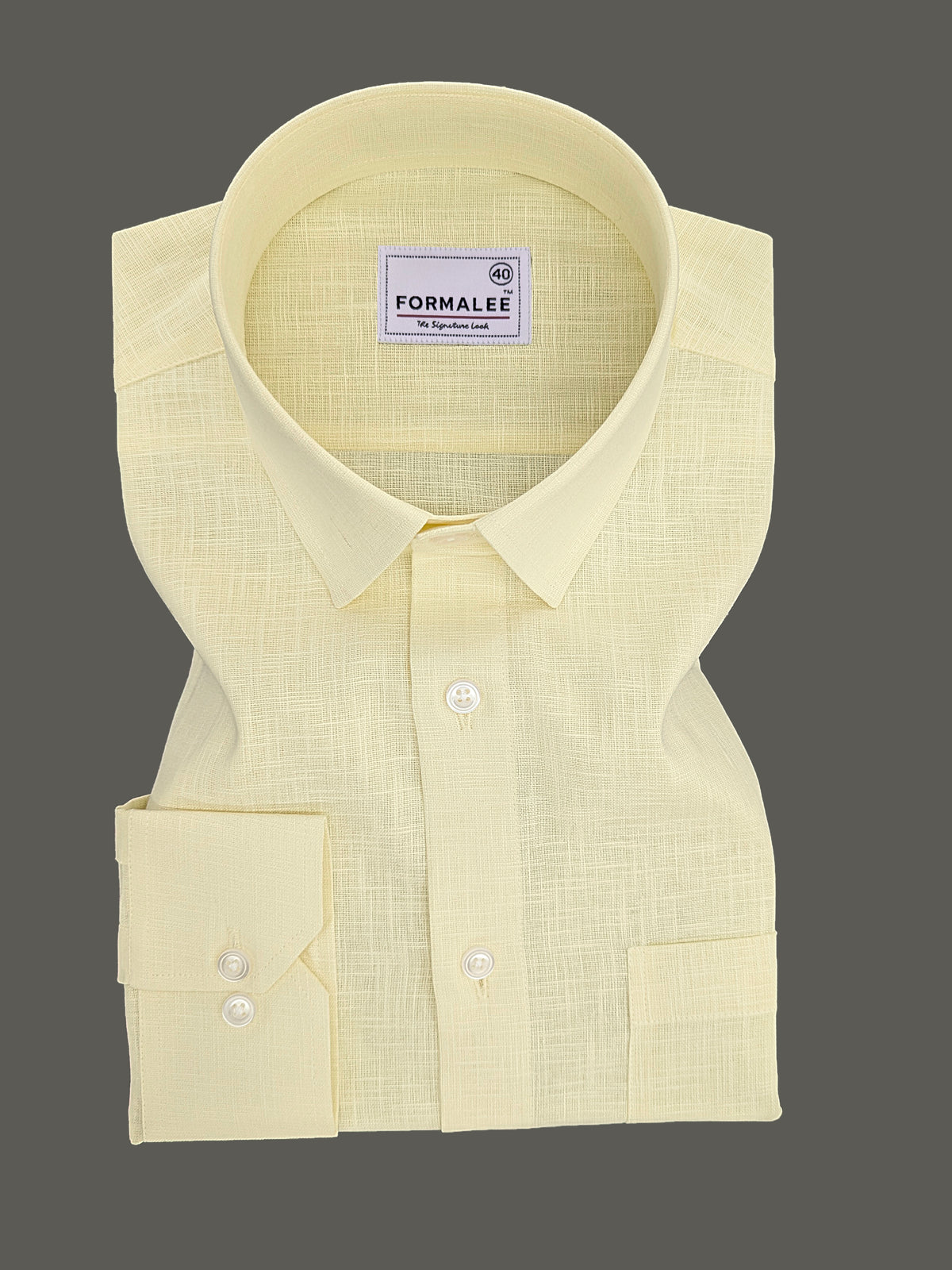 Luxurious French Linen Lemon Yellow Formal Shirt