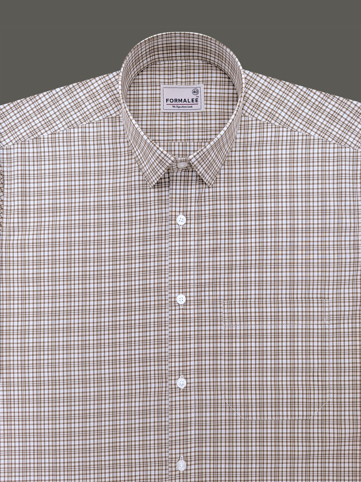 Finest Cotton Florentia Brown And White Multichecks Formal Shirt