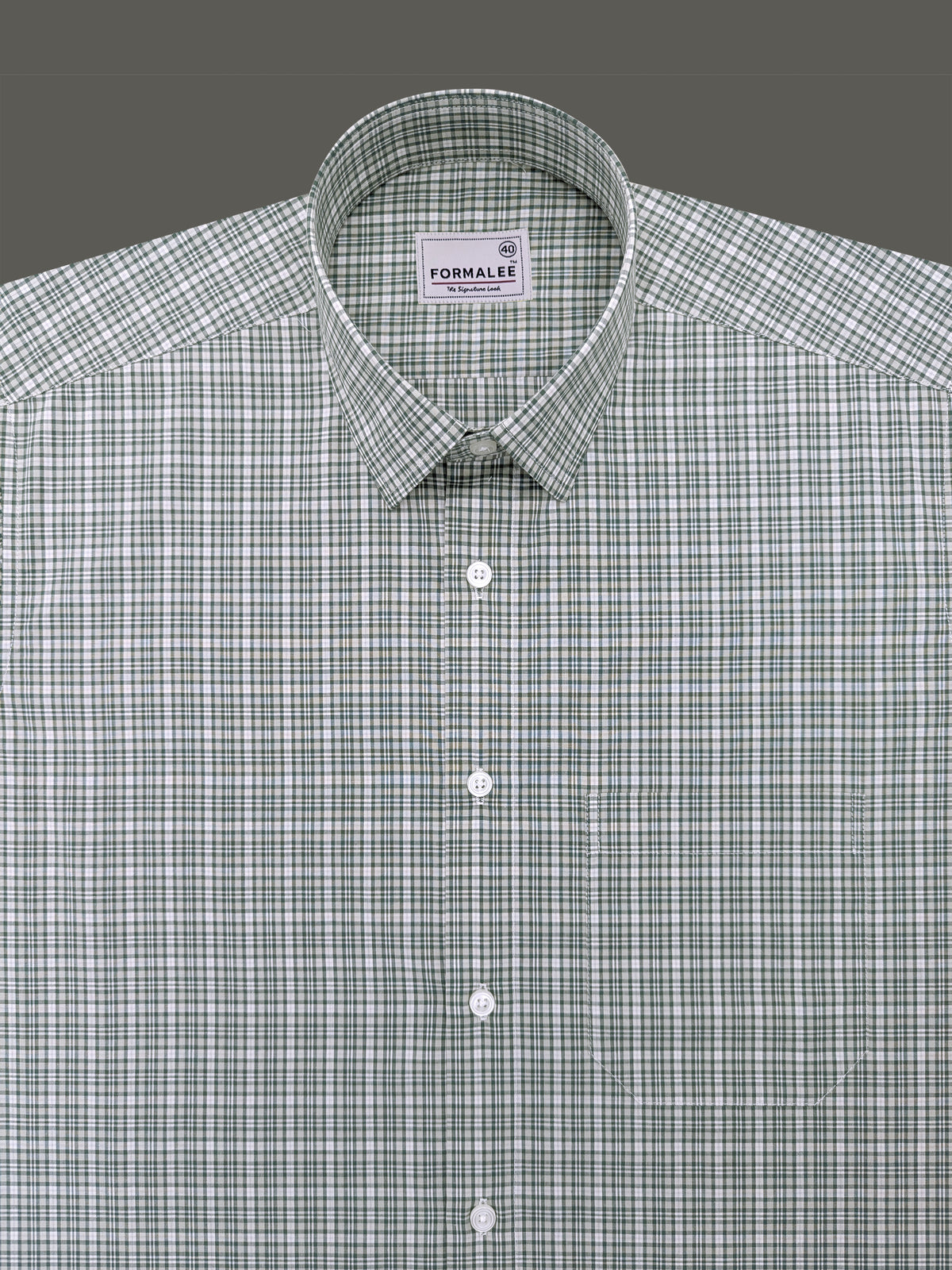 Finest Cotton Florentia Green And White Multichecks Formal Shirt