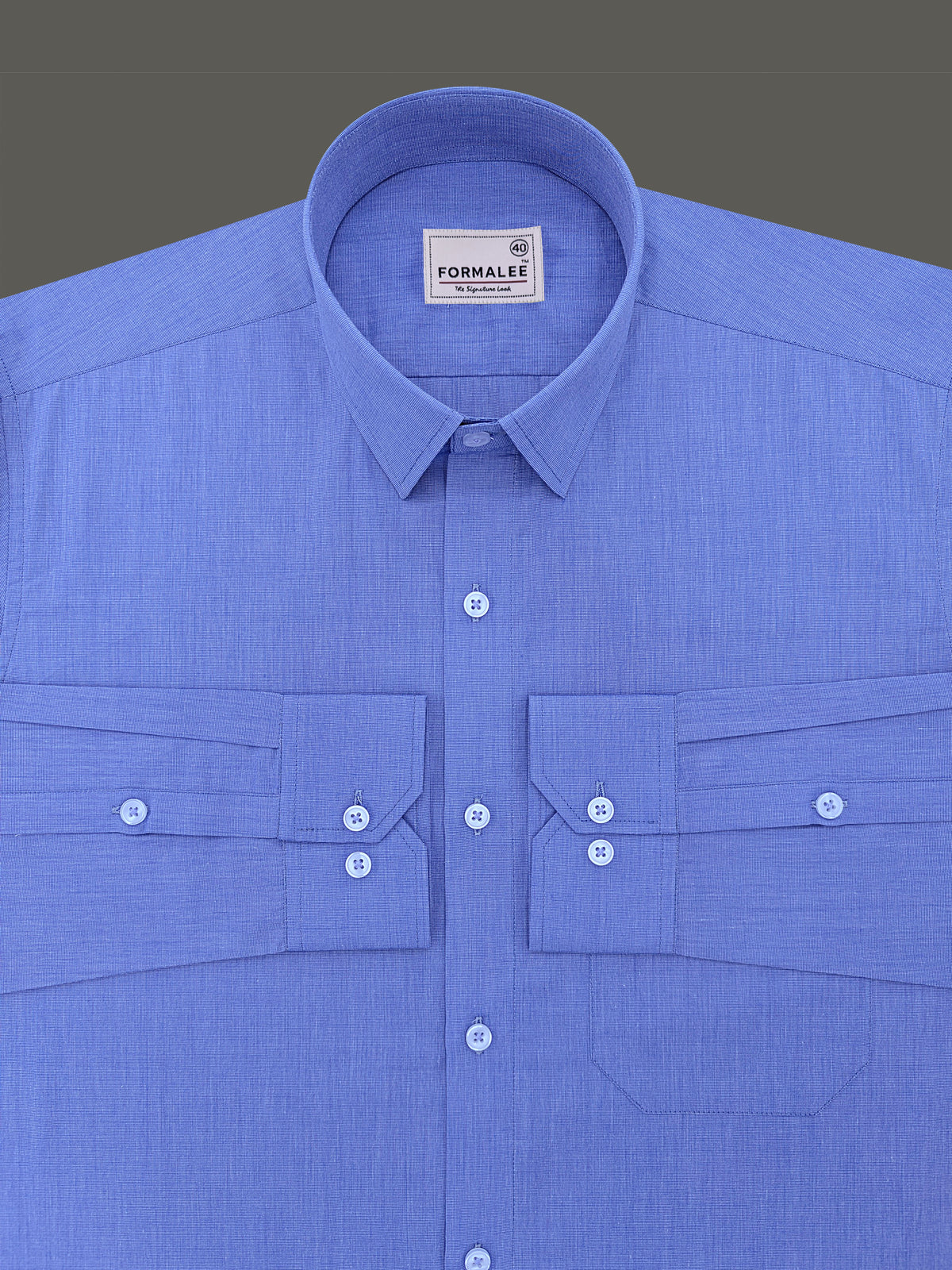 Premium Cotton Lucenzio Cobalt Blue Textured Formal Shirt