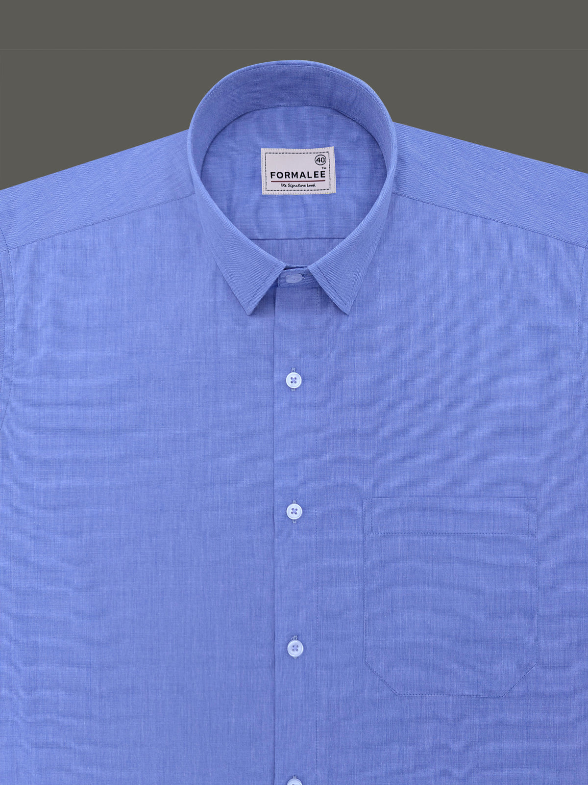 Premium Cotton Lucenzio Cobalt Blue Textured Formal Shirt