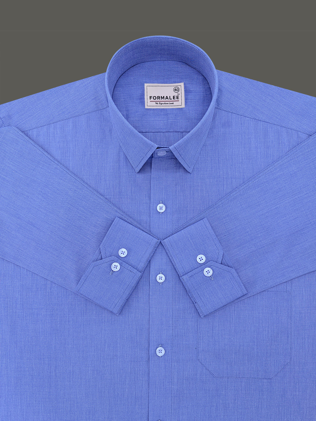 Premium Cotton Lucenzio Cobalt Blue Textured Formal Shirt