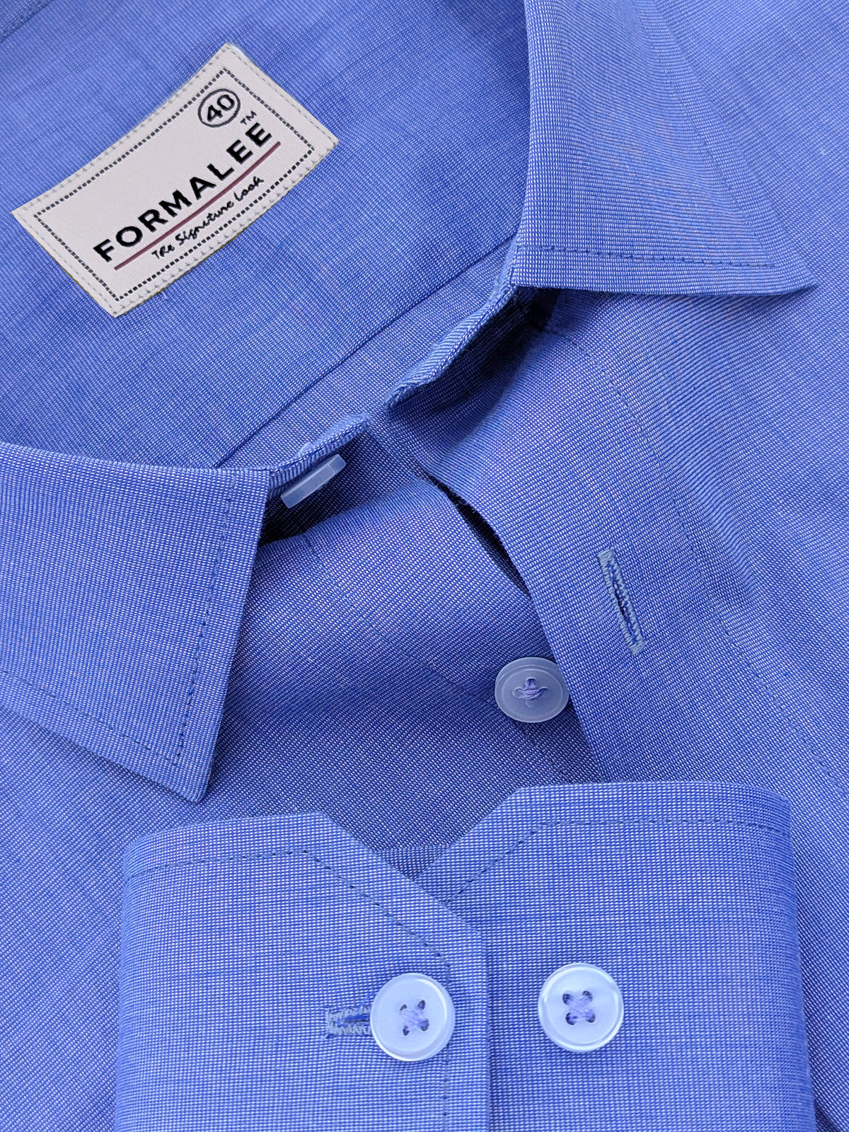 Premium Cotton Lucenzio Cobalt Blue Textured Formal Shirt