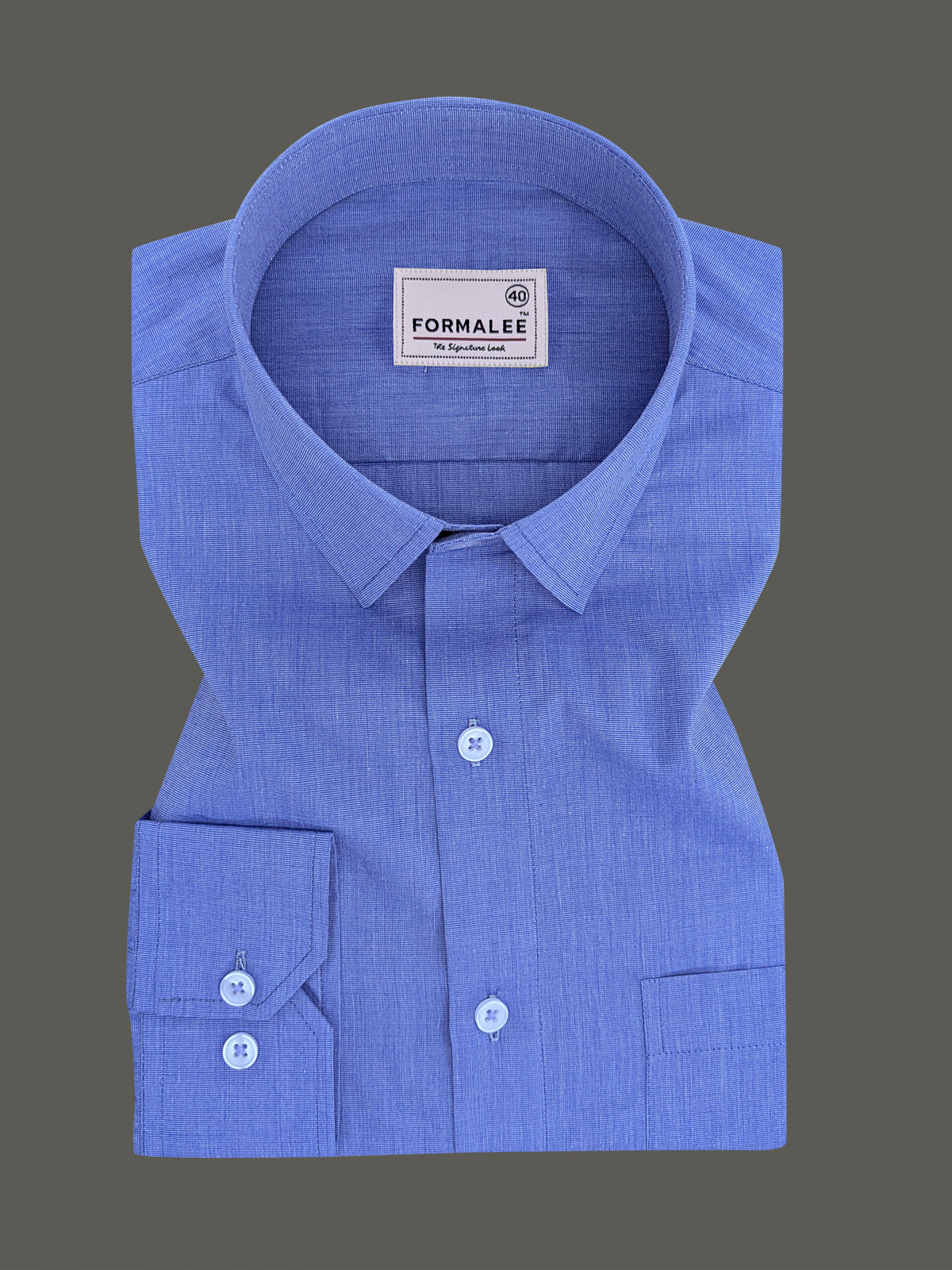 Premium Cotton Lucenzio Cobalt Blue Textured Formal Shirt